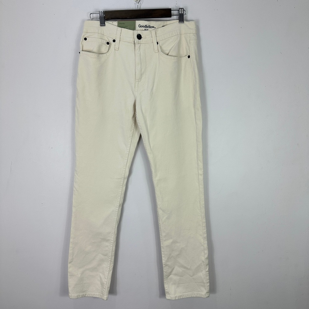 Goodfellow &‎ Co Slim Fit Jeans Mens 30x30 Cream Lightweight Total Flex Denim